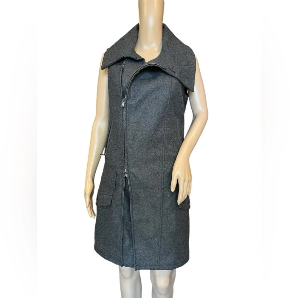DIESEL BLACK GOLD Full Zip Womens Gray Wool Vest Dress Made In Italy Size 42